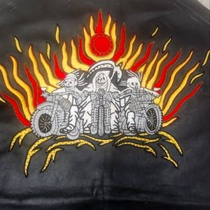 Harley style tattoo embroidery on leather back jacket just embroidered  piece *